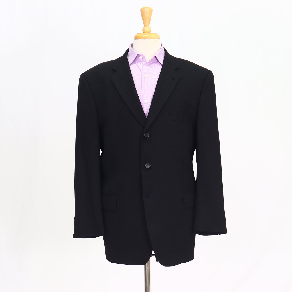 Joseph Abboud 44r Black Blazer Sport Coat Jacket 3-Button Solid T443
